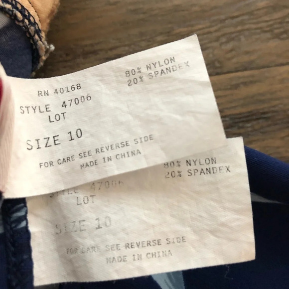 Vintage Caribbean Joe sz 10 2 Piece Tankini Dress Swimsuit Blue Floral High Leg - Picture 10 of 10